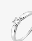 Bague solitaire en argent rhodié et zirconium 611-4001