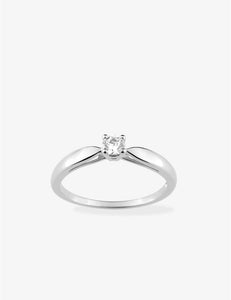 Bague solitaire en argent rhodié et zirconium 611-4001