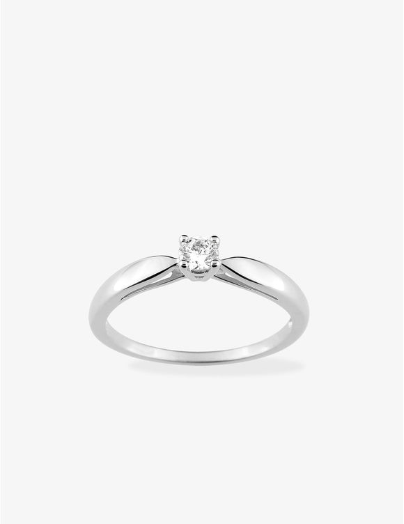 Bague solitaire en argent rhodié et zirconium 611-4001