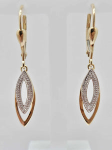 Boucles d'oreilles bicolore en or 9ct et diamants 482-117