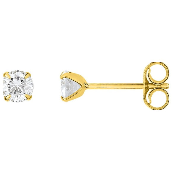 Boucles d'oreilles en or 18 ct et zirconiums 3,5mm 384-462