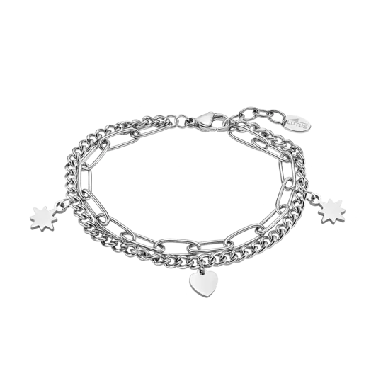 Bracelet Lotus style maille, étoile et coeur  LS2313-2-1