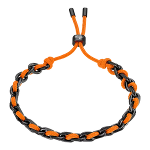 Bracelet acier noir + corde orange 846-30