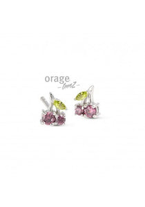 Boucles cerises avec zirconium cerise et vert T684