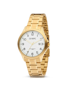 Montre Olympic Robin acier doré fond blanc 127-69
