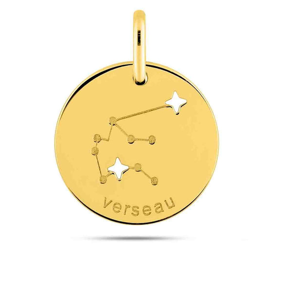 Médaille Zodiaque Verseau en or jaune 18ct