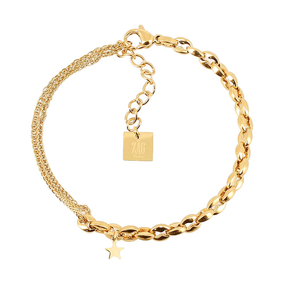 Bracelet ZAG Star en acier doré 840J704