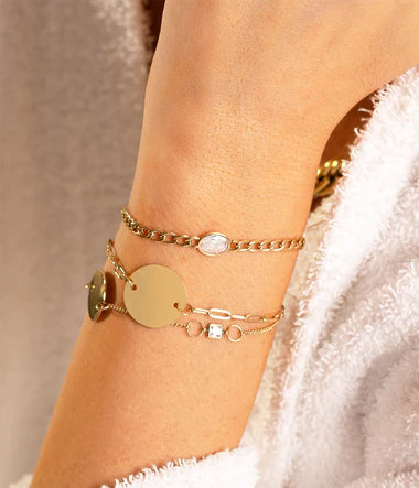 Bracelet ZAG Grazia blanc en acier doré