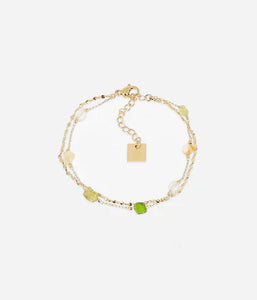 Bracelet ZAG Appius vert en acier doré