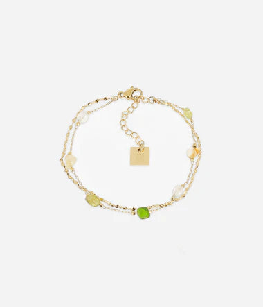 Bracelet ZAG Appius vert en acier doré