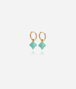 Boucles d'oreilles ZAG créoles Velasquez en acier doré et turquoise