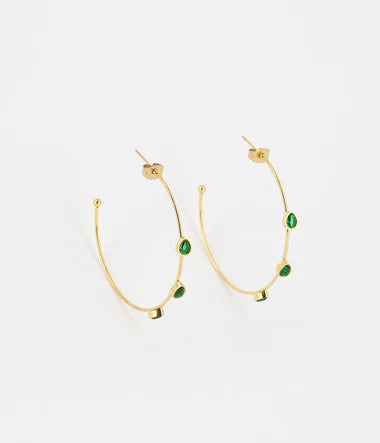 Boucles créoles Zag Carole verte en acier doré