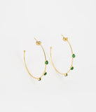 Boucles créoles Zag Carole verte en acier doré