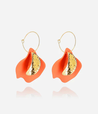 Boucles d'oreilles ZAG Soline orange en acier doré