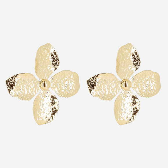 Boucles Zag Fleur en acier doré martelé