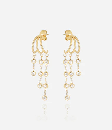 Triples Boucles d'oreilles ZAG Teresa en acier doré (3 anneaux pour 1 seul perçage)