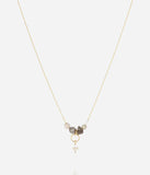 Collier ZAG Beya en acier doré et pierres noires