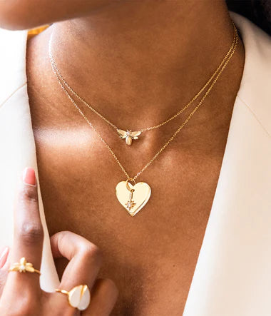 Collier ZAG Abeja Blanc en acier doré