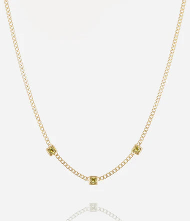 Collier ZAG Armel vert clair en acier doré