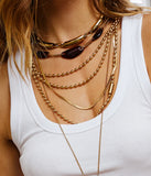 Collier triple ZAG Partinello en acier doré