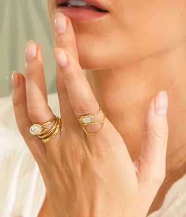 Bague ZAG Apola en acier doré
