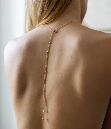 Collier ZAG Ilona avec bijoux de dos en acier doré et zirconiums