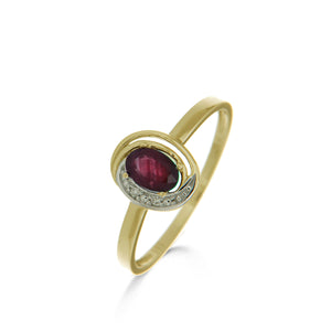 Bague bicolore en or 18ct avec rubis et diamants 327-34