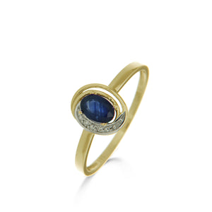 Bague bicolore en or 18ct avec saphir et diamants 327-35