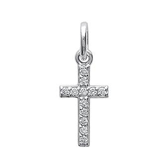 Pendentif croix en argent avec zirconiums 662-585