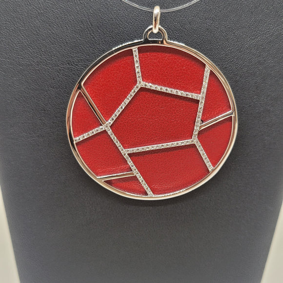 Les Georgettes Pendentif précieux Girafe argenté 45mm n°39 avec cuir pétrole/framboise