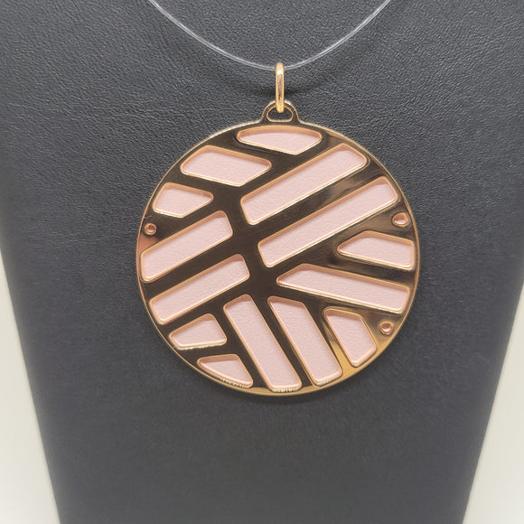 Les Georgettes Pendentif Ruban rosé 45mm n°5 avec cuir gris clair/rose clair