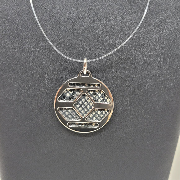 Les Georgettes Pendentif Amour argenté 25mm n°10 avec cuir reptile/brique