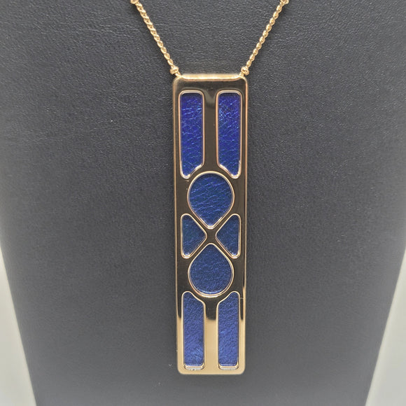 Les Georgettes Pendentif Infini doré 60mm n°91 avec cuir bleu métallisé/vert d'eau