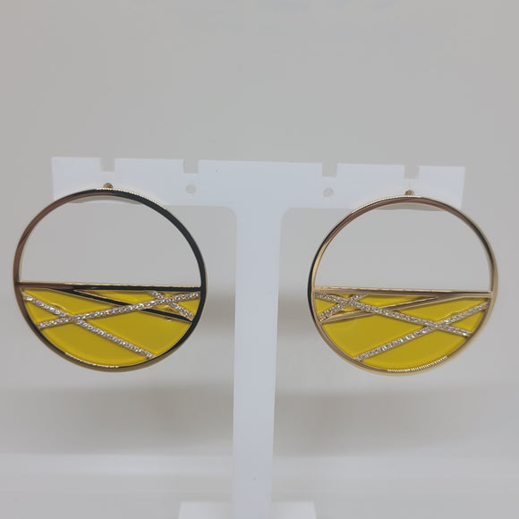 Les Georgettes Boucles d'oreilles précieuses Liens doré 45mm n°51 avec vinyle sun/marine