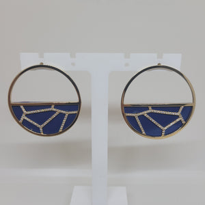 Les Georgettes Boucles d'oreilles précieuses Girafe doré 45mm n°52 avec vinyle pétrole/framboise