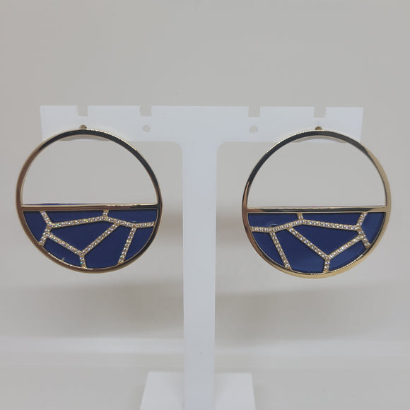 Les Georgettes Boucles d'oreilles précieuses Girafe doré 45mm n°52 avec vinyle pétrole/framboise