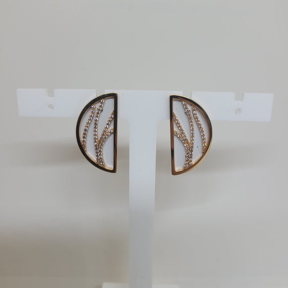 Les Georgettes Boucles d'oreilles précieuses Perroquet rosé 30mm n°65 avec vinyle indigo/blanc cassé