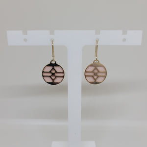 Les Georgettes Boucles d'oreilles Arcade doré 16mm n°83 avec vinyle aqua/nude