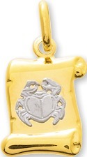 Médaille Zodiaque Cancer parchemin or jaune et blanc 18ct 369-63