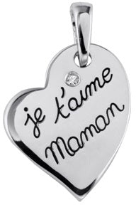 Coeur "je t'aime Maman" en argent