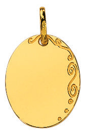 Médaille  ovale en or  jaune 18ct avec arabesques 360-234