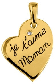 Coeur "je t'aime Maman" en plaqué or