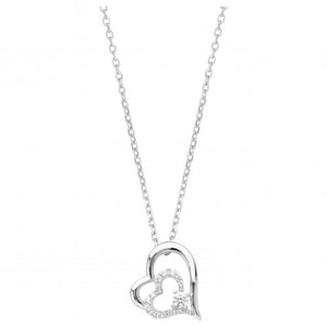 Collier coeur argent et zirconium