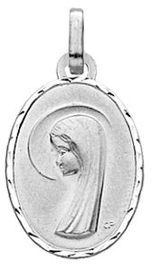 Médaille ovale avec la Vierge en or blanc 18ct 369-126