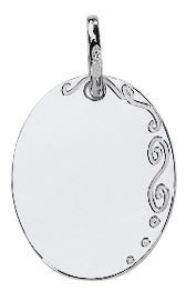 Médaille ovale en or blanc 18ct avec arabesques 361-91