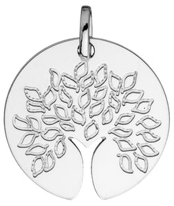 Médaille ronde arbre de vie en or blanc 18ct 361-122
