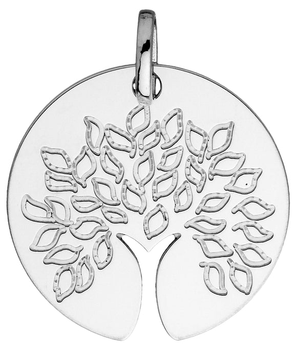 Médaille ronde arbre de vie en or blanc 18ct 361-122