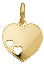 Pendentif coeurs avec 2 coeurs ajourés en or jaune 18ct 360-320