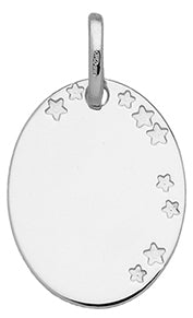 Médaille ovale étoiles en or blanc 9ct 361-116