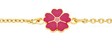 Bracelet enfant avec fleurs fuchsia en or 18ct